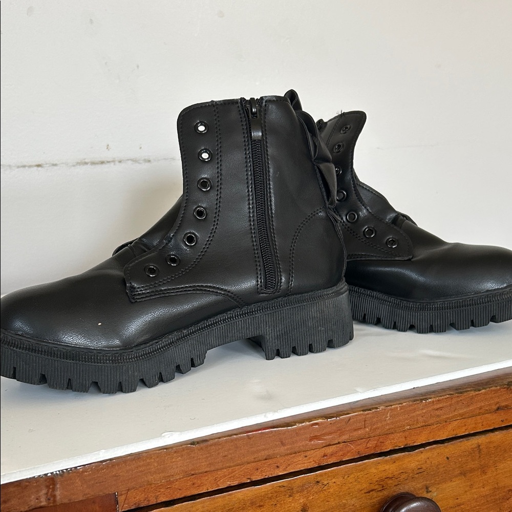 NWOT Black Vegan Leather Combat Boots
